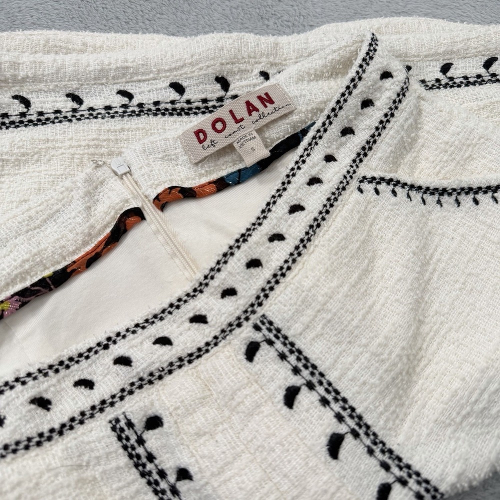 Anthropologie Dolan Textured Mini Skirt Womens Small Ivory Embroidered Lined - Picture 4 of 10